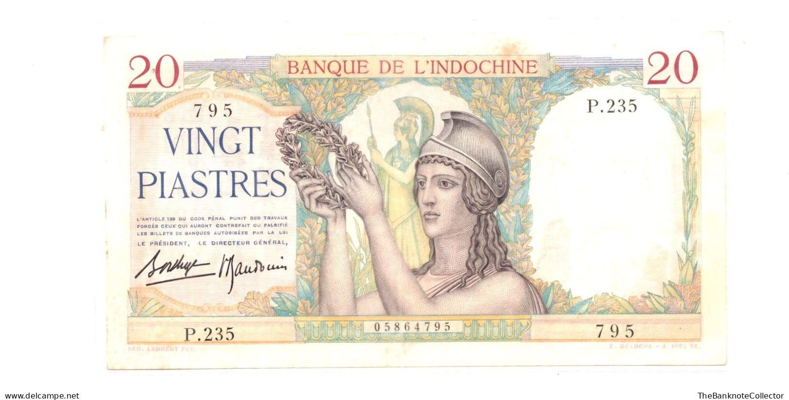 French Indochina 20 Piastres ND 1936-1939 P-56 AUNC-UNC - Autres - Asie