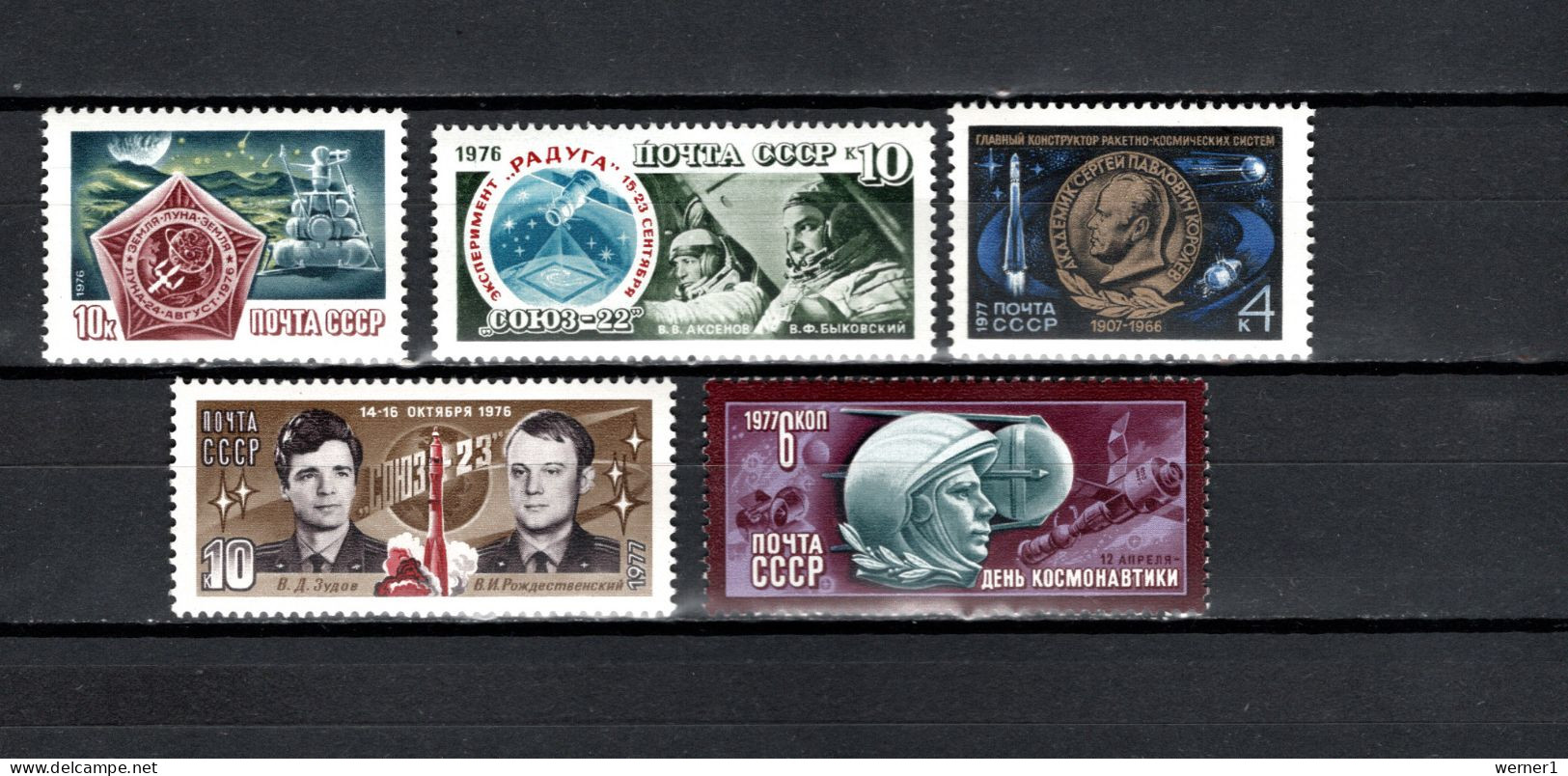 USSR Russia 1976/1977 Space, Luna 24, Soyuz 22, Sergej Koroljow, Soyuz 23, Comonautic Day 5 Stamps MNH - Russia & URSS