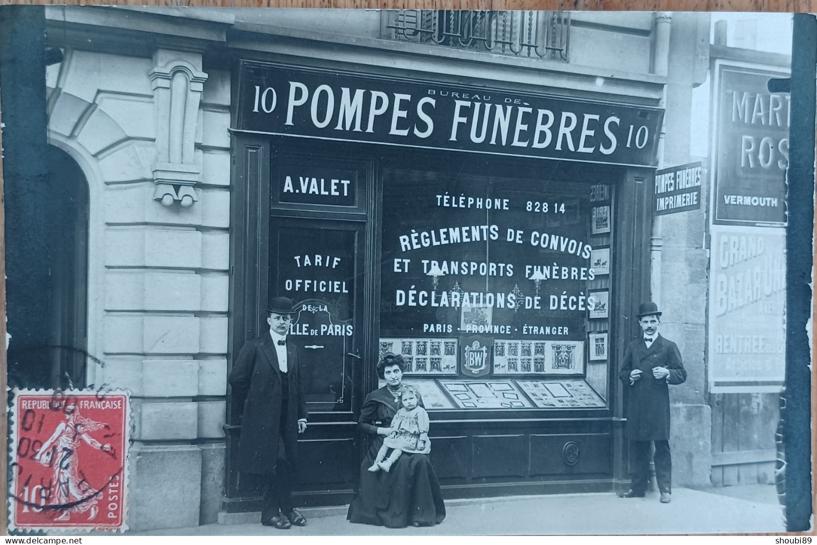 POMPES FUNÈBRES 10 RUE PHILIPPE DE CHAMPAGNE PARIS  MAGASIN DEVANTURE CARTE PHOTO - Arrondissement: 13