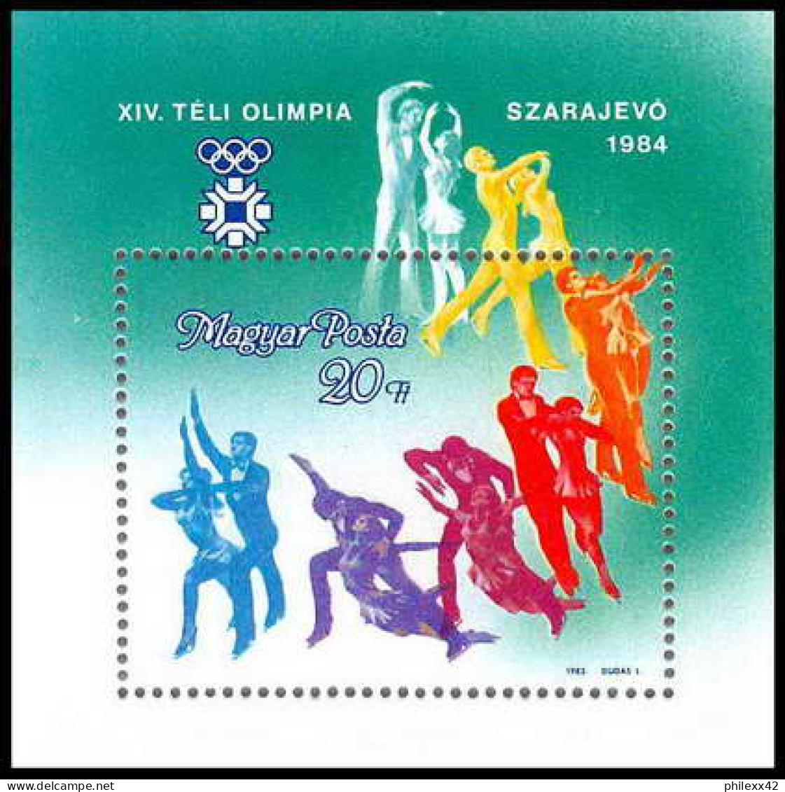 235 Hongrie (Hungary) MNH ** Bloc N° 172 Jeux Olympiques (olympic Games) Sarajevo 84 SKATING - Hiver 1984: Sarajevo