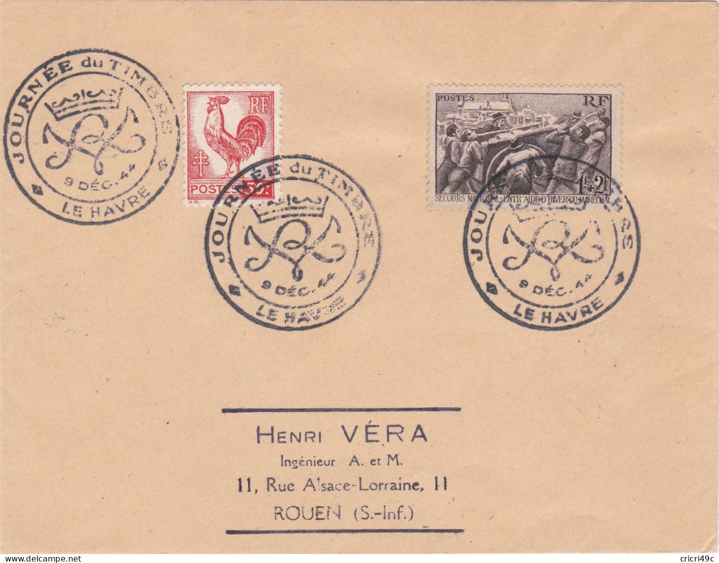 Enveloppe 1944  Le Havre Journée Du Timbre  N° Y&T 497 - 633 - Briefe U. Dokumente