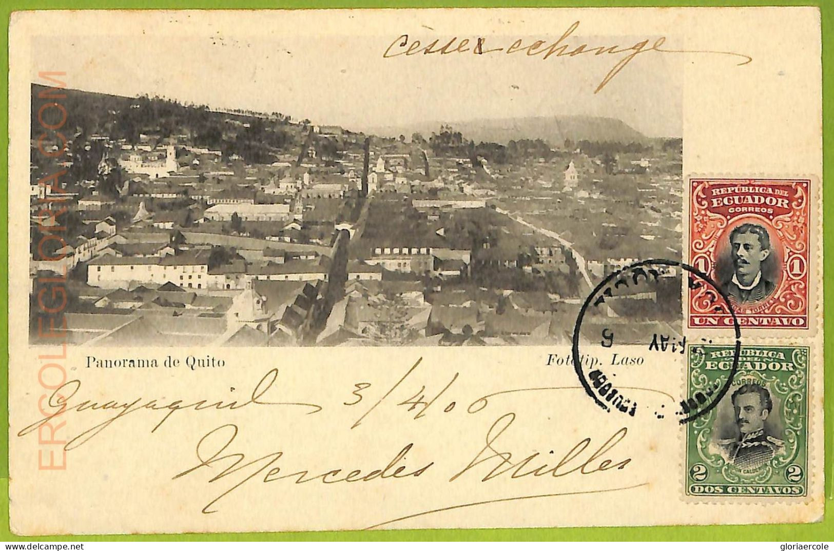 Af2419 - ECUADOR - Vintage Postcard -  Quito - 1905 - Equateur