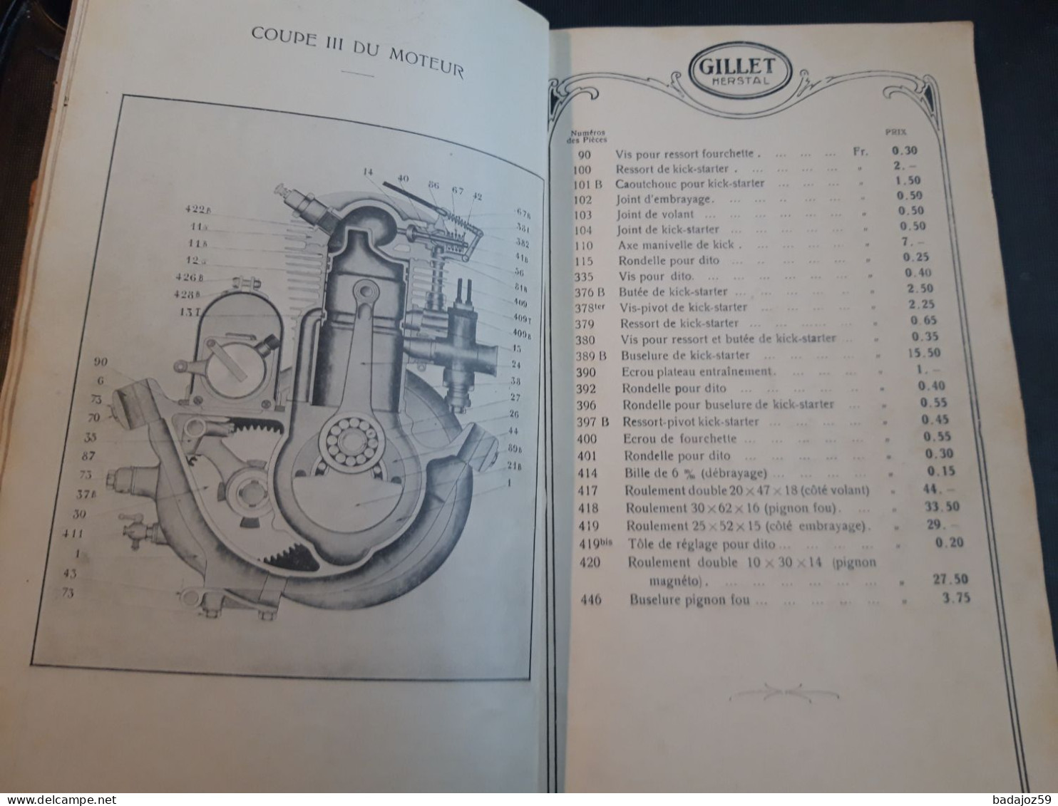 Moto Gillet Herstal Nomenclature Des Pièces De Rechange - Motorfietsen