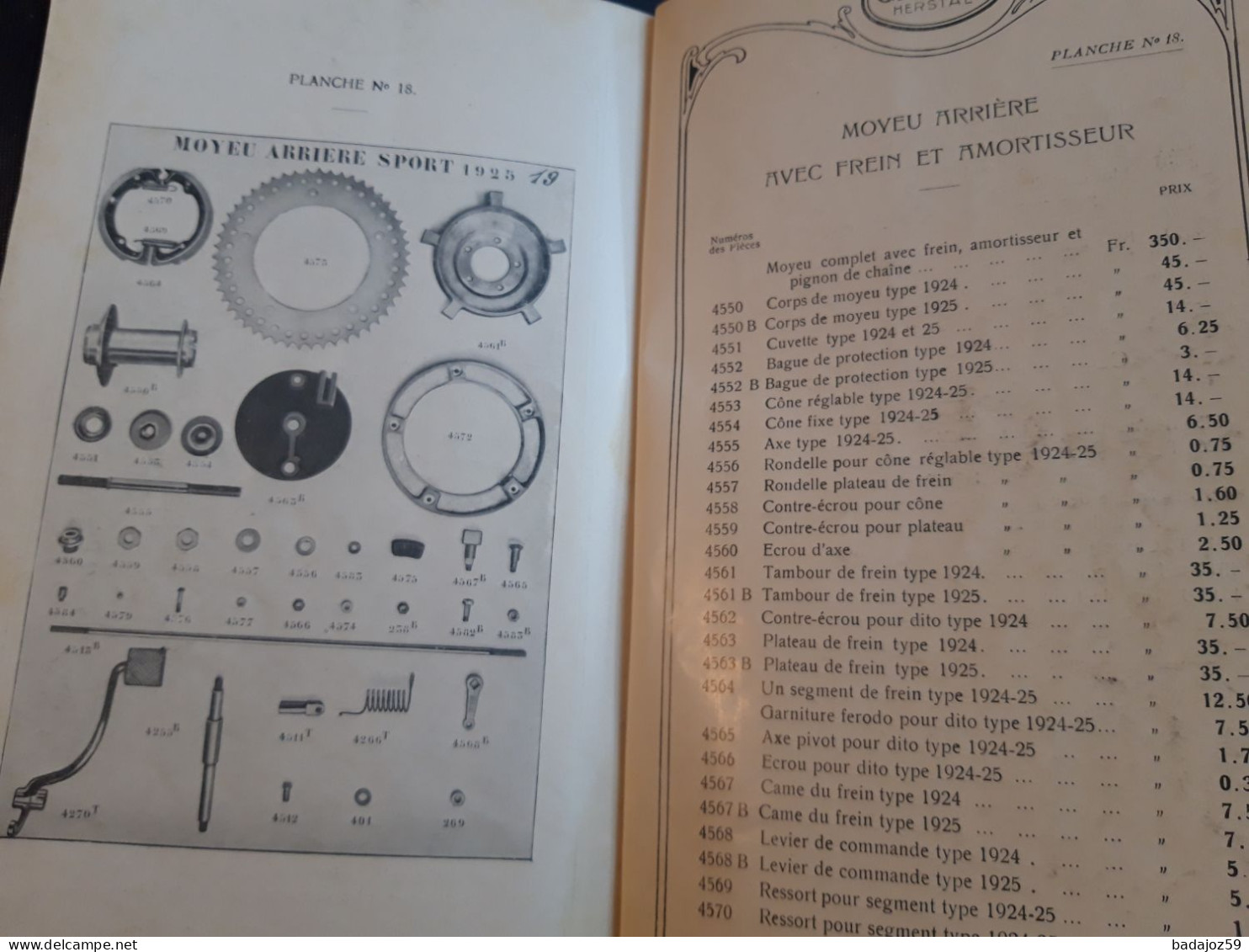 Moto Gillet Herstal Nomenclature des pièces de rechange