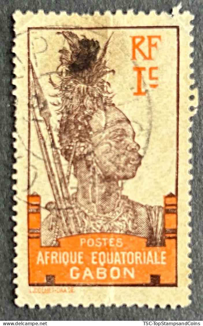FRAGA0049U - Warrior - 1 C Used Stamp - Afrique Equatoriale - Gabon - 1910 - Oblitérés