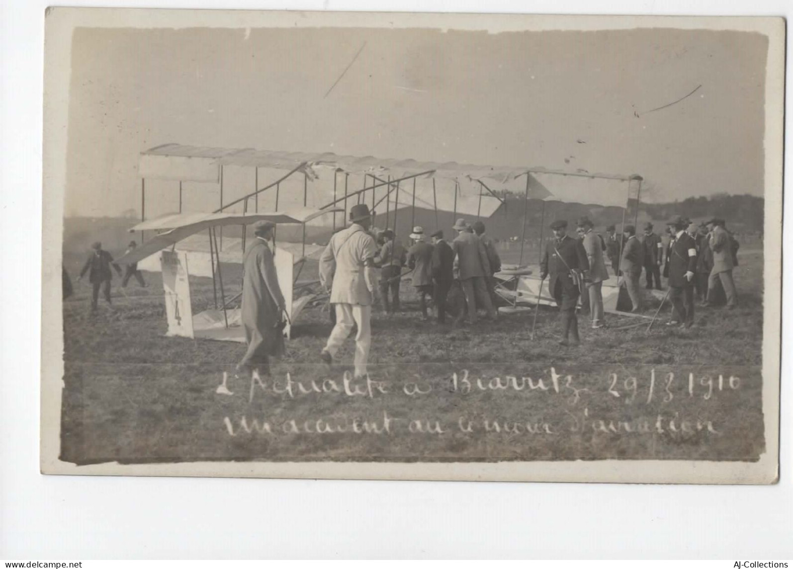 AJC - L'actualité à Biarritz 29/03/1910 - Un Accident Au Cours D'aviation - Carte Photo - Biarritz