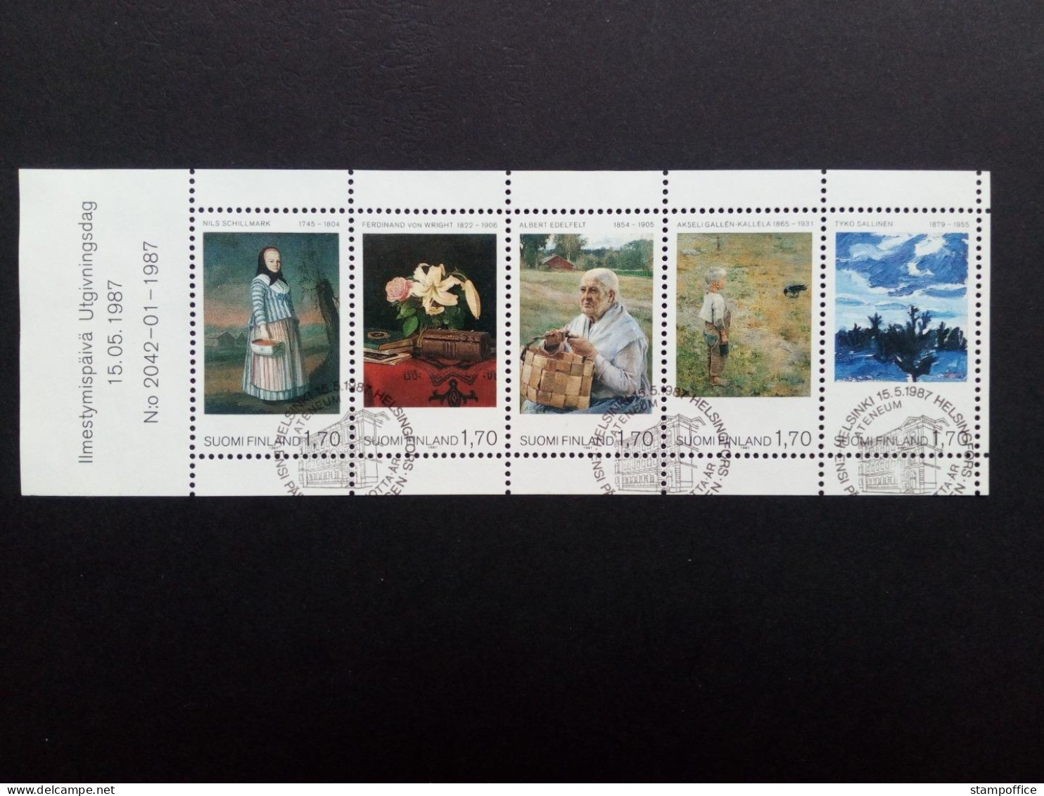 FINNLAND H-BLATT 19 (MI-NR. 1023-1027) GESTEMPELT(USED) MUSEUM 1987 GEMÄLDE - Used Stamps