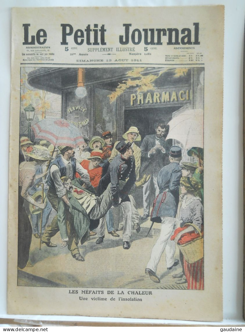 LE PETIT JOURNAL N°1082 – 13 AOUT 1911 – CANICULE – PHARMACIE – BOHEMIENS - ROULOTTE - Le Petit Journal