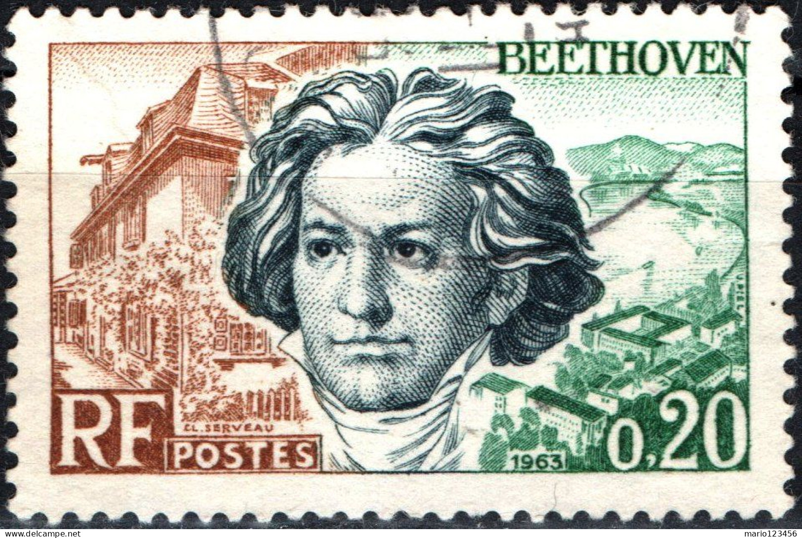 FRANCIA, FRANCE, BEETHOVEN, 20 C., 1963, FRANCOBOLLI USATI Yt:FR 1382, Mi:FR 1432, Scott:FR 1059 - Unused Stamps