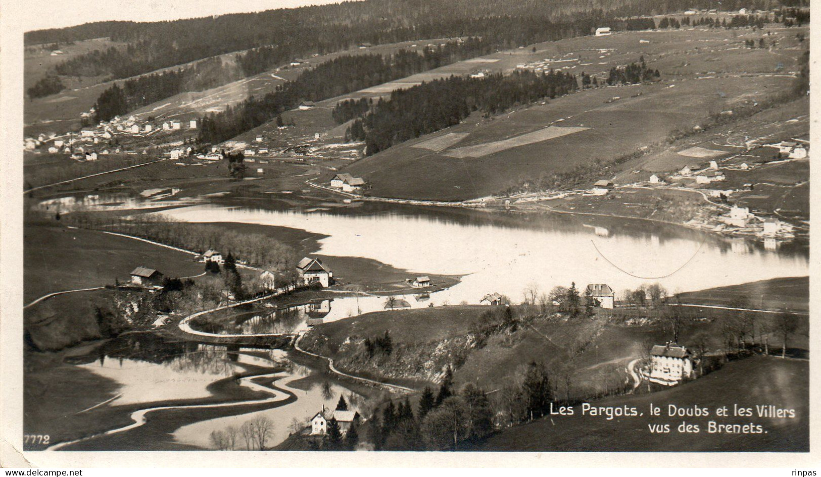 (Suisse) Les Pargots,le Doubs Et Les Villers Vue Des Brenets  Perrochet Oblitéré Ens Uisse Et Et Le Doubs 1932 (bc) - Les Brenets