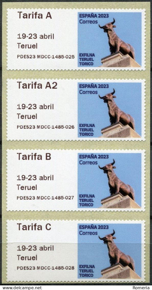 Espagne - 2023 - Exfilna 2023 - Teruel - 1485 - 025 026 027 028 - Timbres De Distributeurs [ATM]