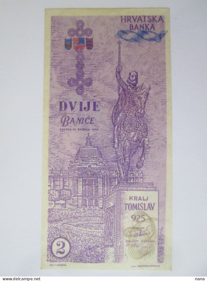 Croatia 2 Banice 1990 UNC Propolsal/probe Banknote See Pictures - Croatie