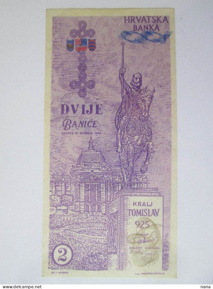 Croatia 2 Banice 1990 UNC Propolsal/probe Banknote See Pictures - Croazia