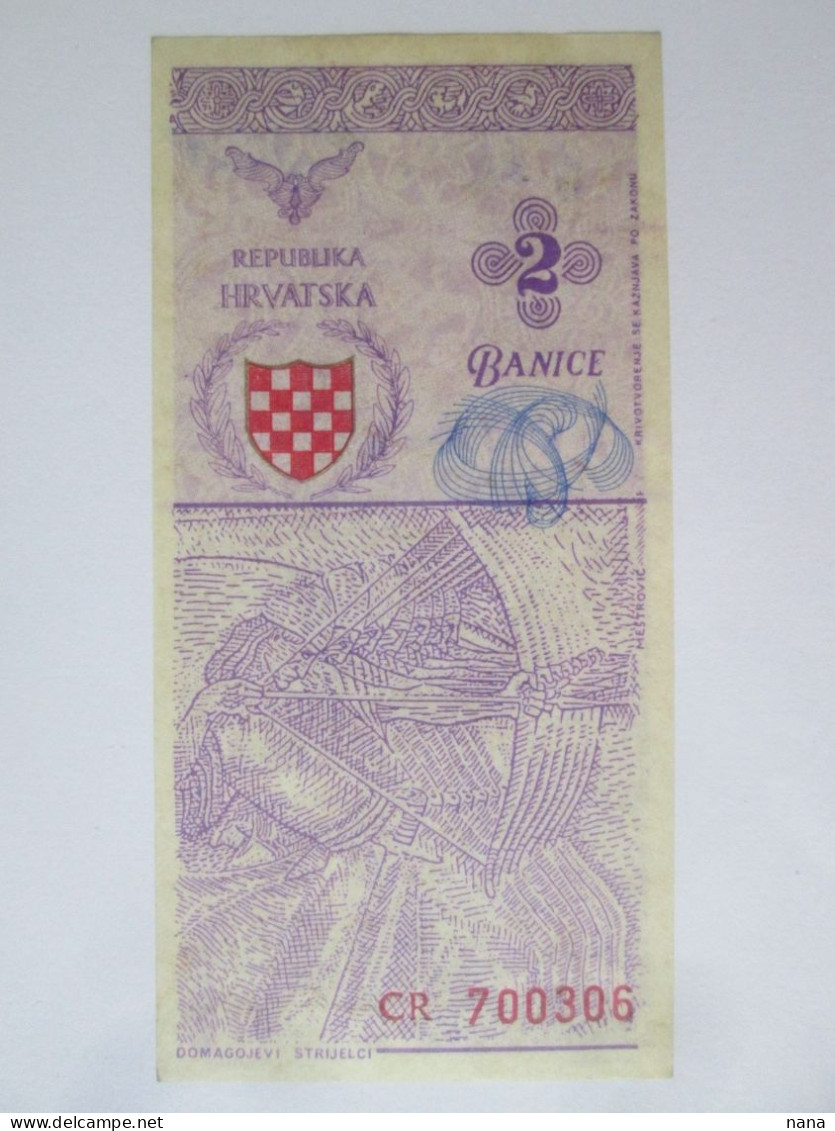 Croatia 2 Banice 1990 UNC Propolsal/probe Banknote See Pictures - Kroatien