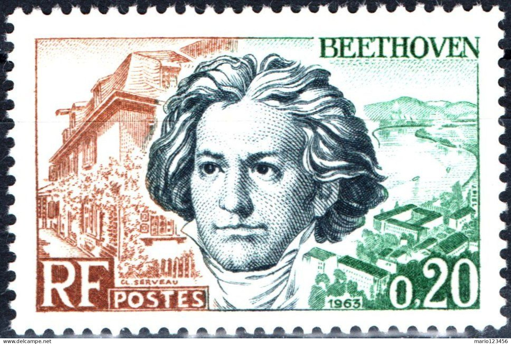 FRANCIA, FRANCE, BEETHOVEN, 20 C., 1963, FRANCOBOLLI NUOVI (MNH**) Yt:FR 1382, Mi:FR 1432, Scott:FR 1059 - Unused Stamps