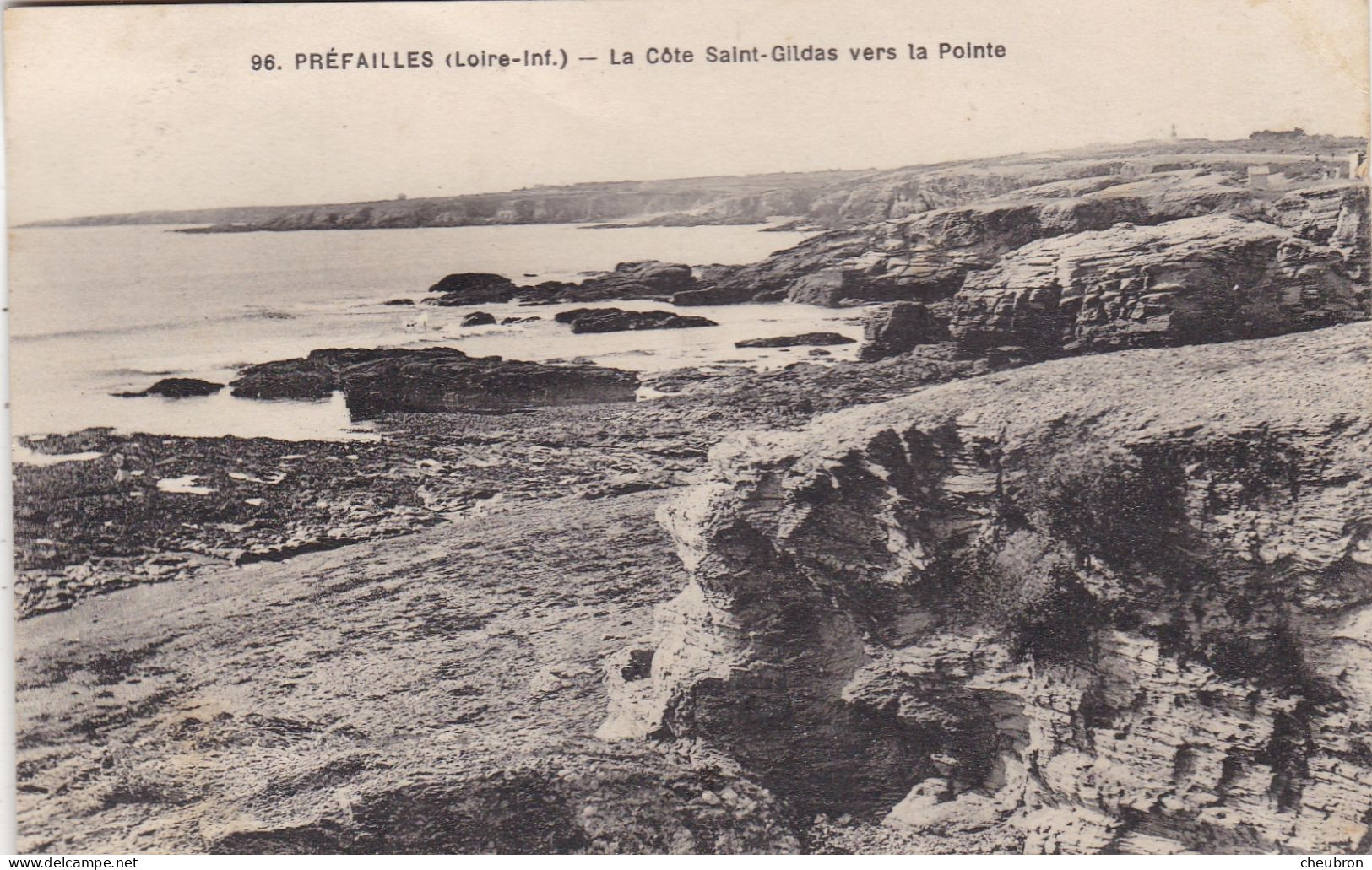 44. PREFAILLES. CPA. LA COTE SAINT GILDAS VERS LA POINTE.. ANNÉE 1924 + TEXTE - Préfailles