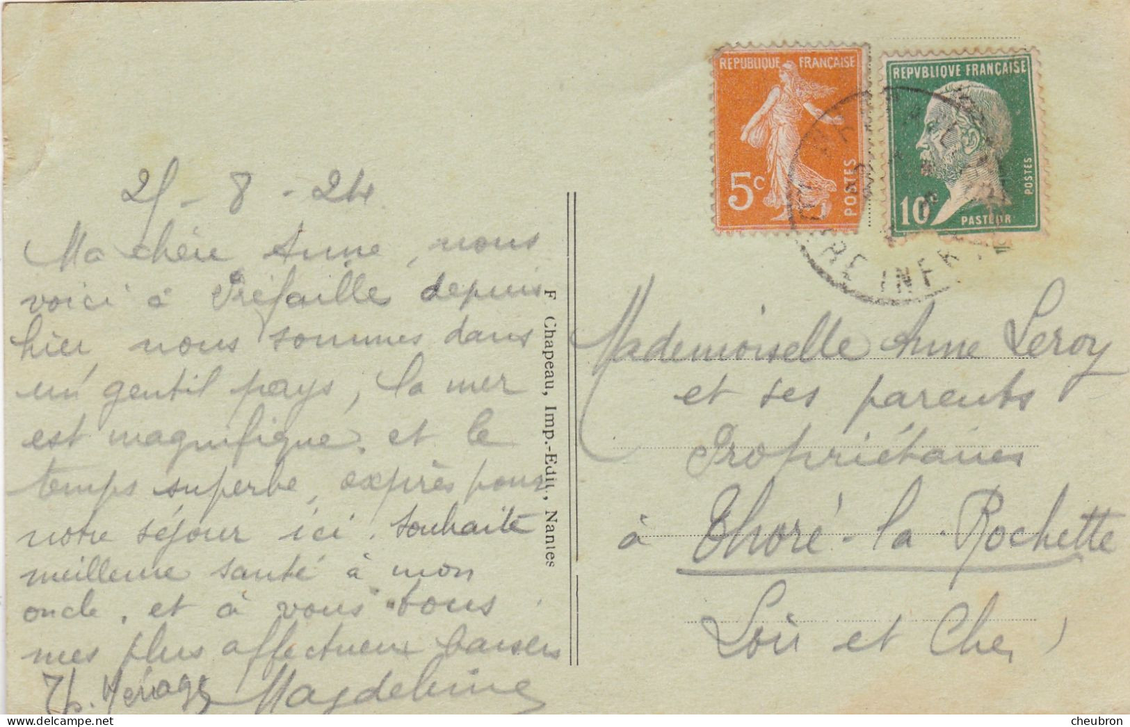 44. PREFAILLES. CPA. LA COTE SAINT GILDAS VERS LA POINTE.. ANNÉE 1924 + TEXTE - Préfailles