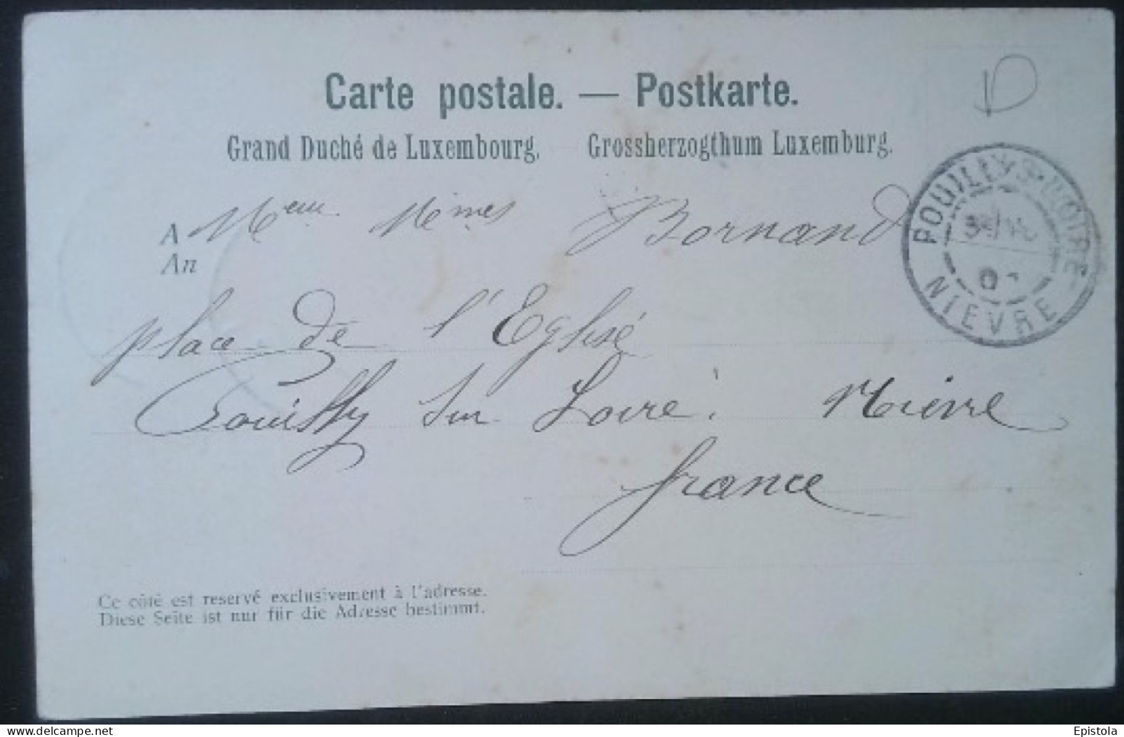 ► Luxembourg Gare 10 Cent Adolphe De Profil 1895  Sur Cpa Précurseur Pour La France - 1895 Adolphe Right-hand Side