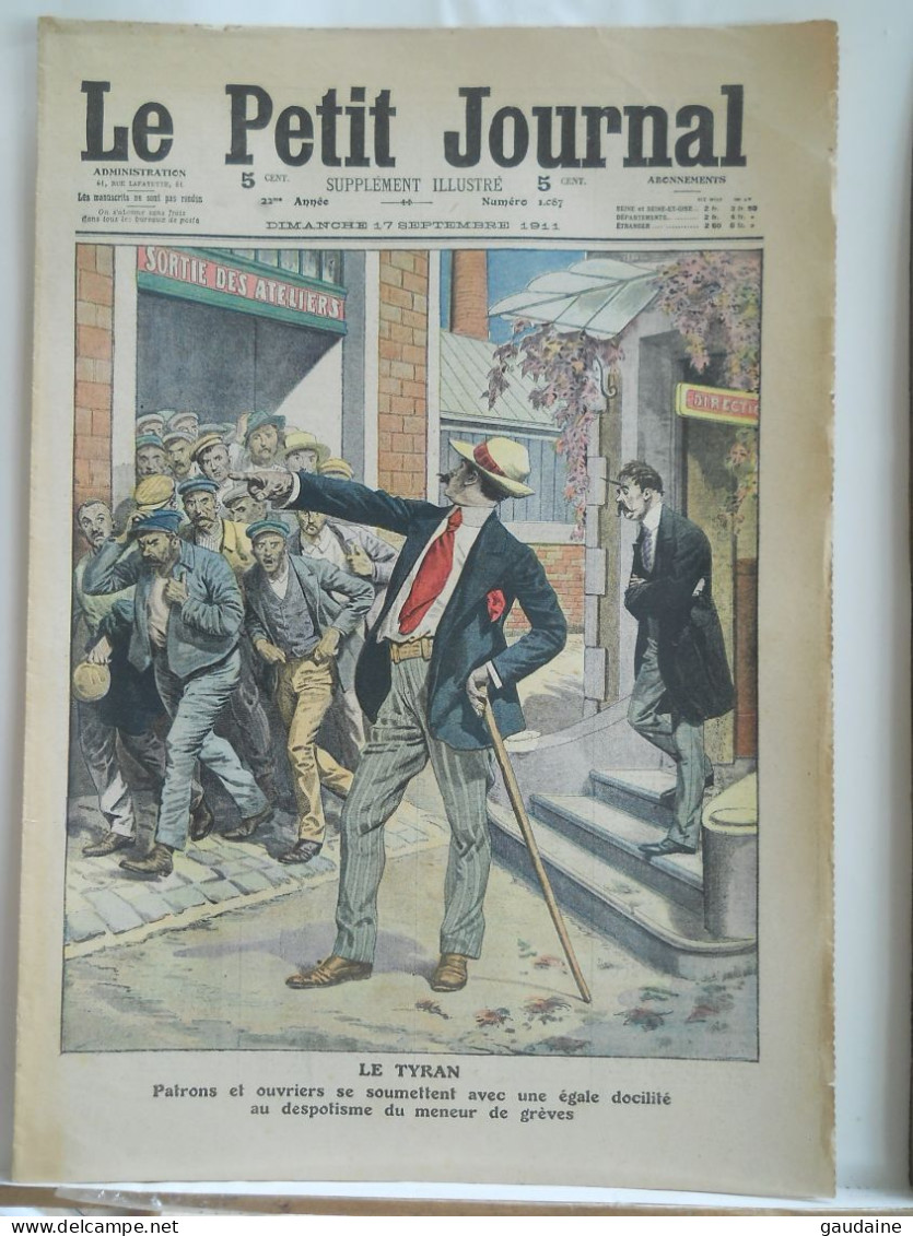 LE PETIT JOURNAL N°1087 – 17 SEPTEMBRE 1911 – GREVE A MAUBEUGE – MEDECIN FOU DR RAZOMINE – TCHITA RUSSIE - Le Petit Journal