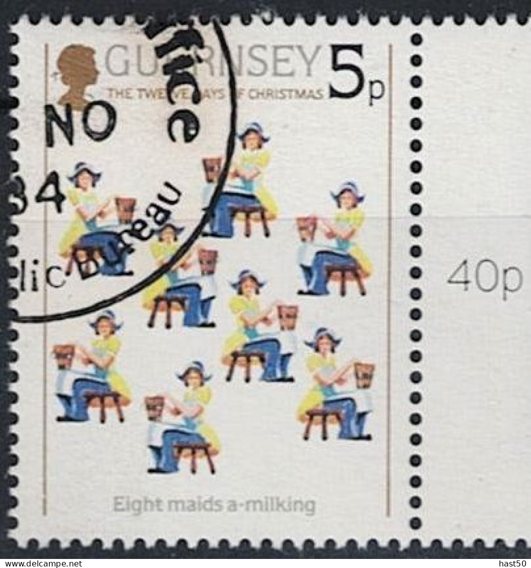 Guernsey - Lied "Die 12 Tage Von Weihnachten" Acht Melkmägde (MiNr: 305) 1984 - Gest Used Obl - Guernesey