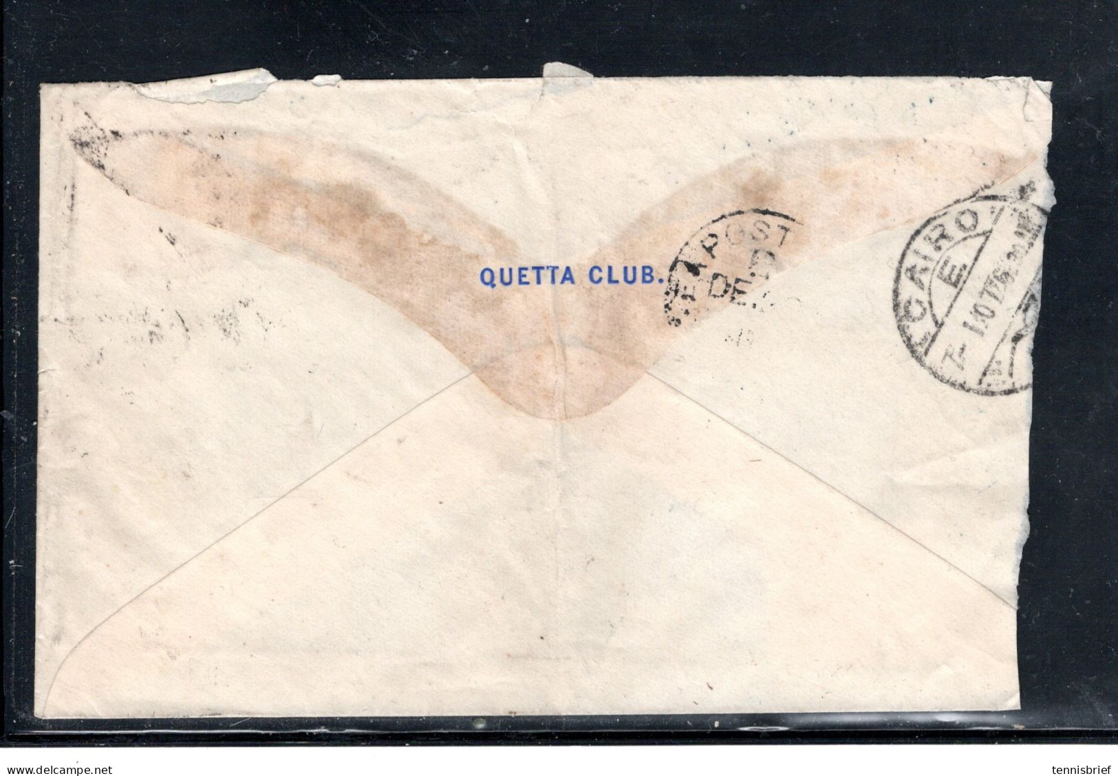 1907, 4 M. Postage Due , Clear  "CAIRE " On Cover From India , Half Anna , And Tax Mark #161 - 1866-1914 Khedivate Of Egypt