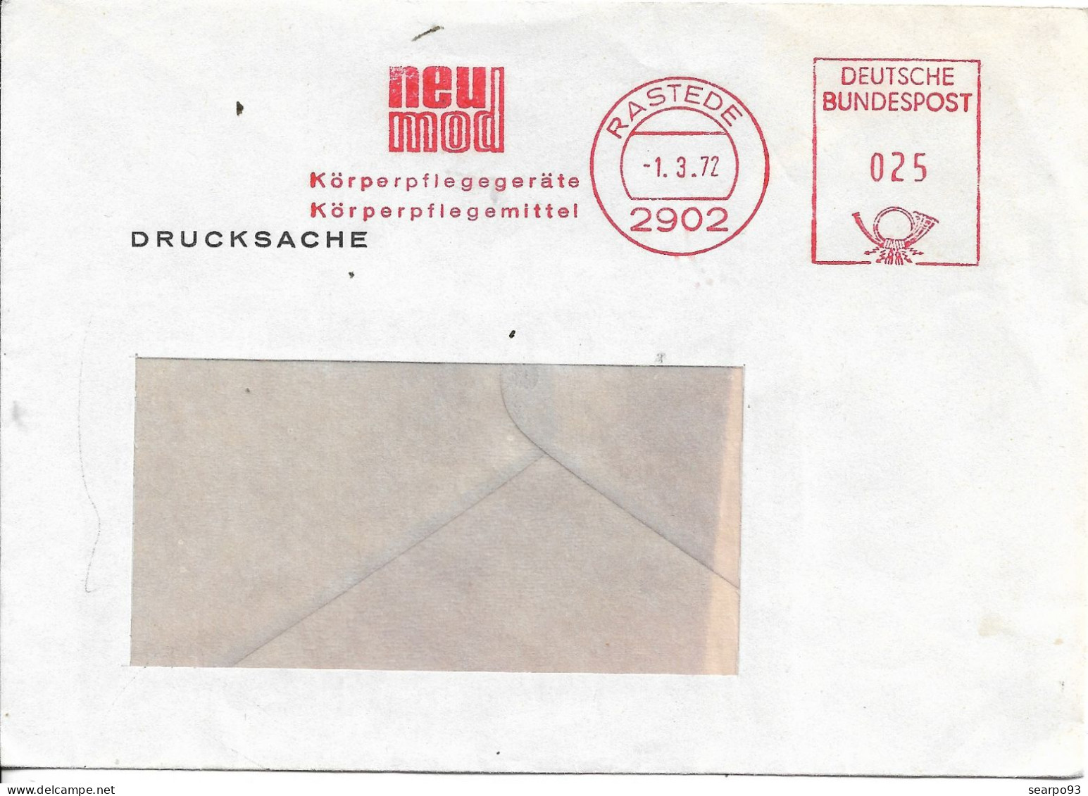 GERMANY. METER SLOGAN. NEU MOD. RASTEDE. 1972 - Franking Machines (EMA)