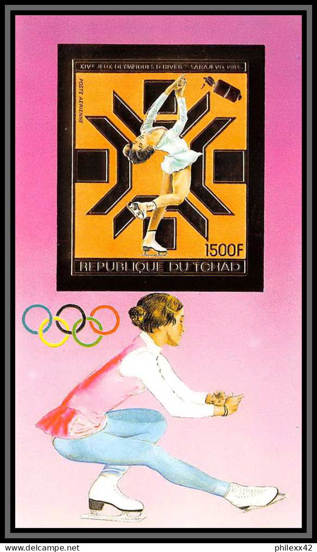 85907/ N°160 B Sarajevo 1984 Jeux Olympiques Olympic Games Skating Tchad OR Gold ** MNH Espace Space Non Dentelé Imperf - Invierno 1984: Sarajevo