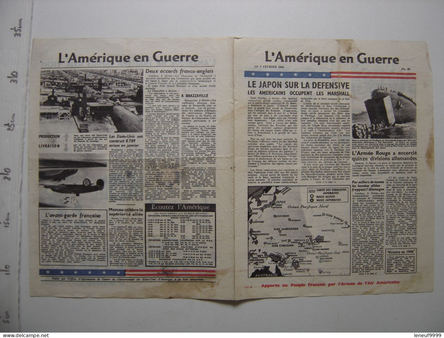 Flugblatt Tract Propagande Alliees Propaganda Leaflet L'AMERIQUE EN GUERRE 88 - 1939-45