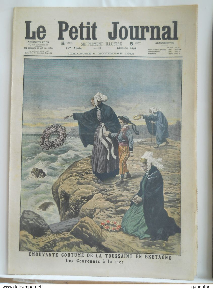 LE PETIT JOURNAL N°1094 – 5 NOVEMBRE 1911 – LA TOUSSAINT EN BRETAGNE – TRIPOLI – - Le Petit Journal