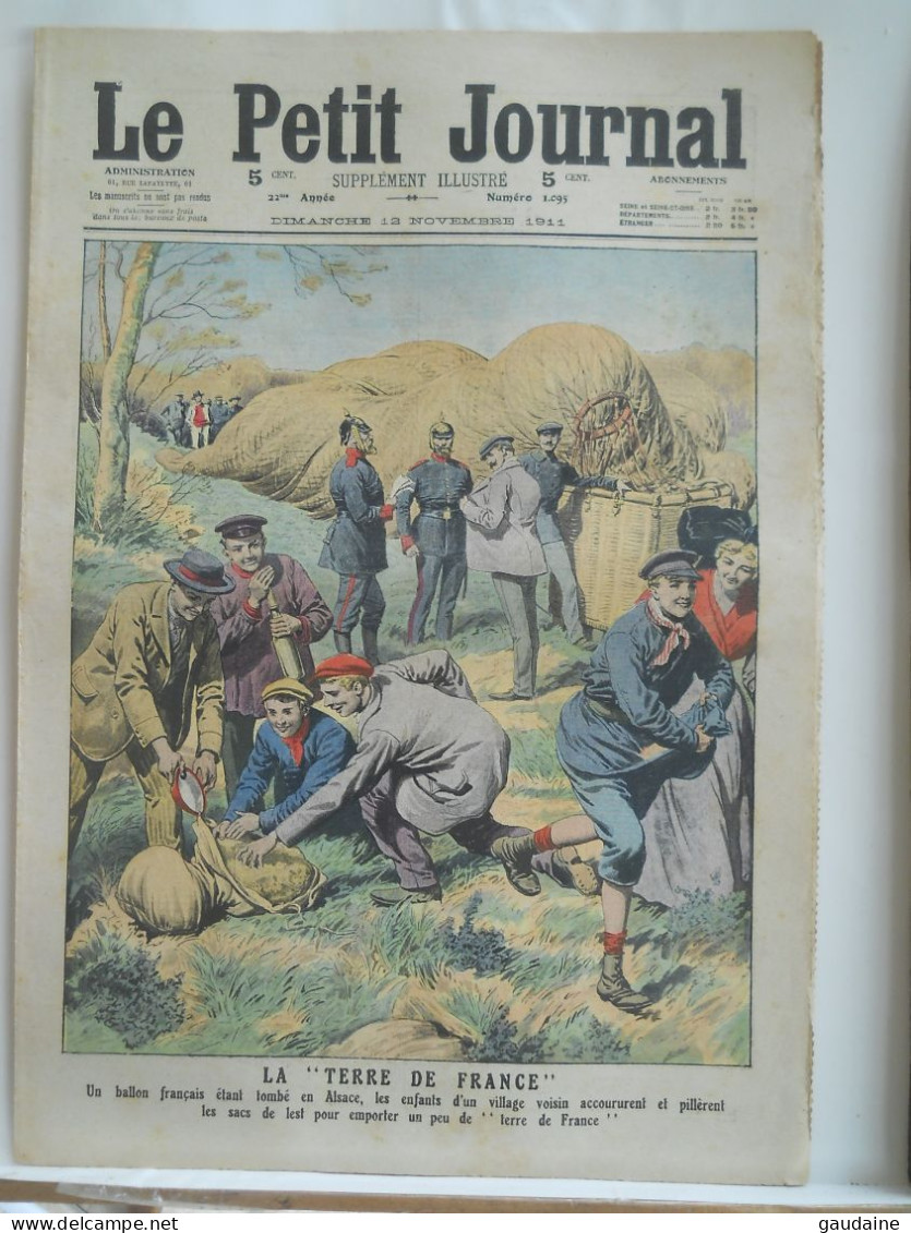 LE PETIT JOURNAL N°1095 – 12 NOVEMBRE 1911 – MONGOLFIERE ALSACE – SOLDAT ITALIEN – TRIPOLI - Le Petit Journal