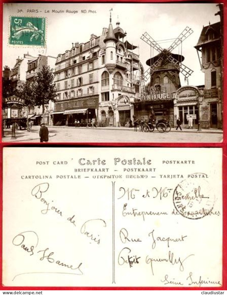 ** CARTE  MOULIN  ROUGE  1915 ** - Cafés, Hôtels, Restaurants