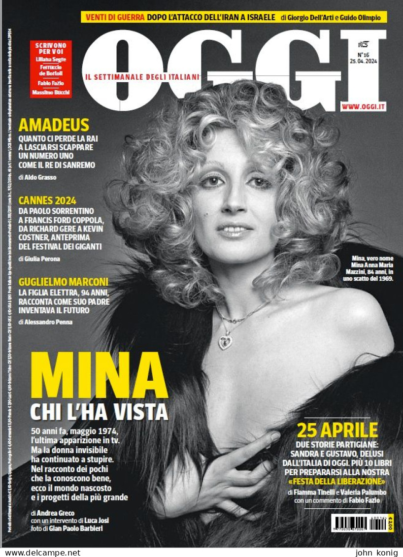 OGGI ITALIAN MAGAZINE - APRIL 2024 - MINA (COVER AND INSIDE) - Moda