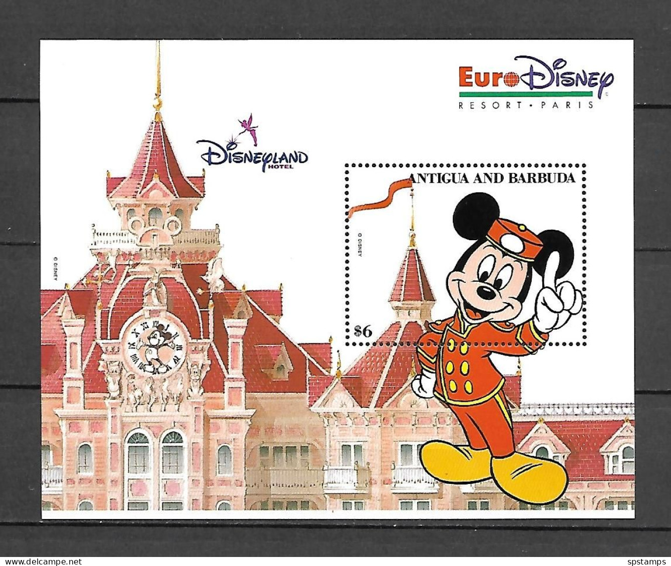 Disney Antigua & Barbuda 1993 EuroDisney Open - Mickey #1 MS MNH - Disney