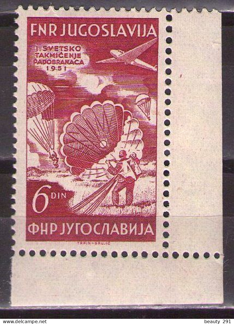 Yugoslavia 1951 - Airmail-World Parachuting Championship - Mi 666 - MNH**VF - Ongebruikt