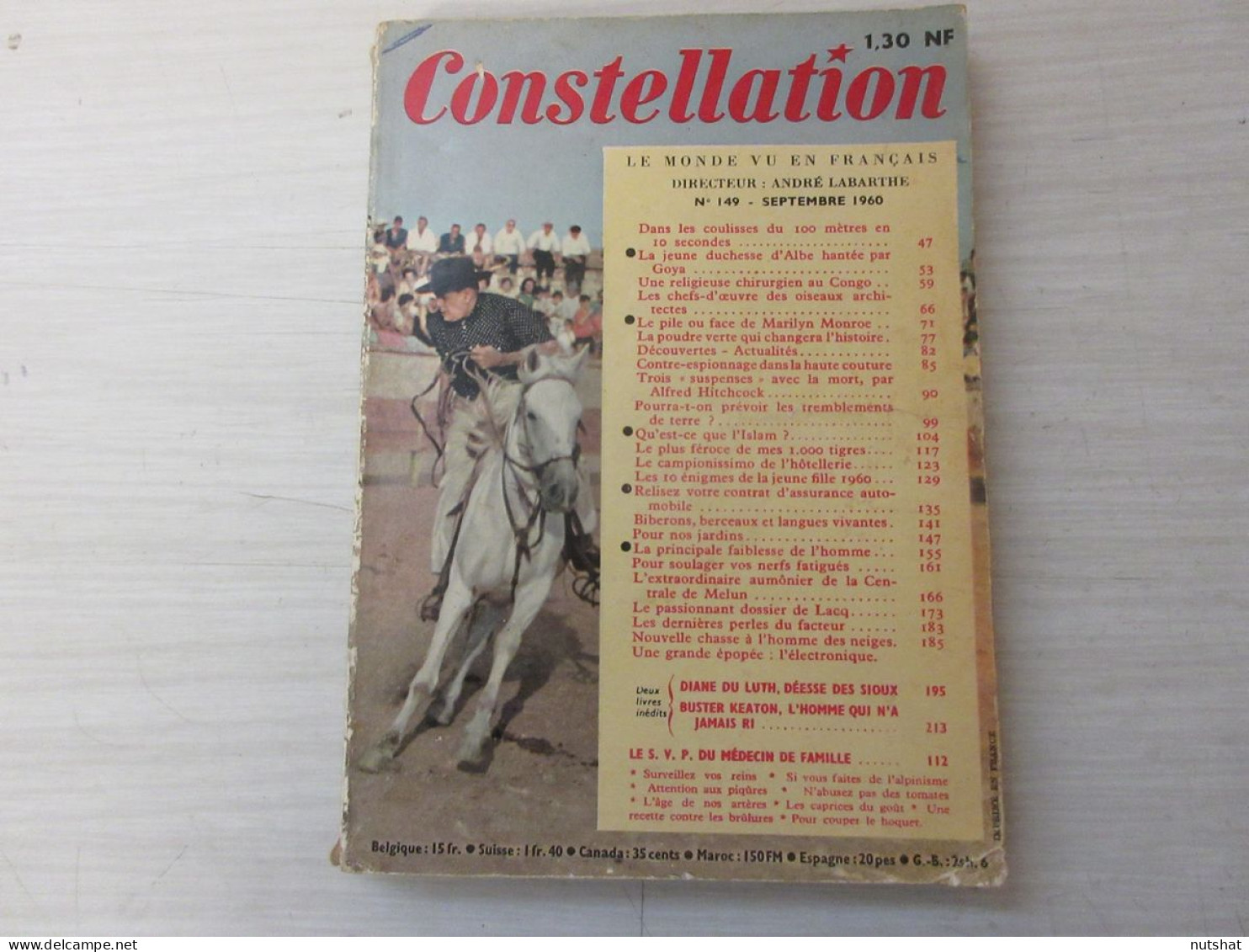 CONSTELLATION 149 09.1960 Marilyn MONROE Alfred HITCHCOCK Buster KEATON - Other & Unclassified