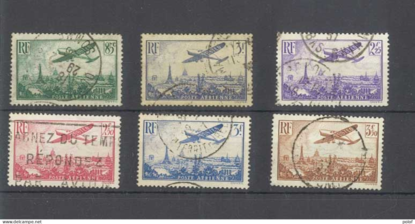 POSTE AERIENNE - Lot De 6 Timbres Oblitérés - Yvert N°8 à 13 - 1927-1959 Afgestempeld