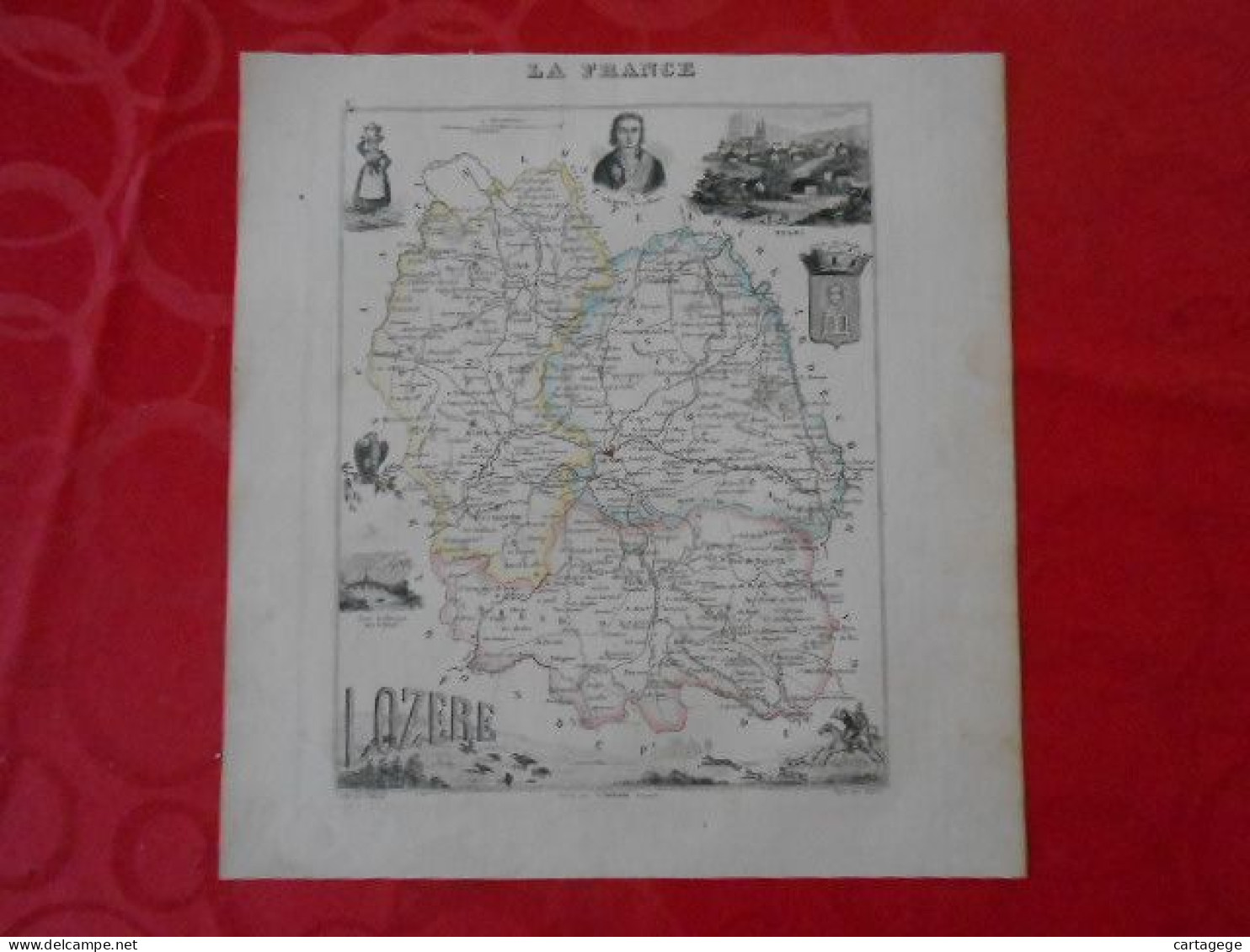 CARTE VUILLEMIN DEPARTEMENT DE LA LOZERE (48) - Carte Geographique