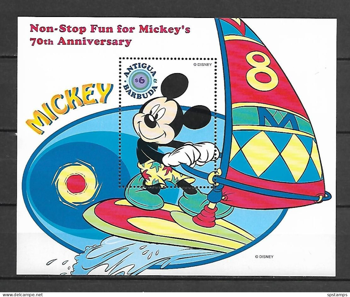 Disney Antigua & Barbuda 1999 70th Anniversary - Mickey MS MNH - Disney