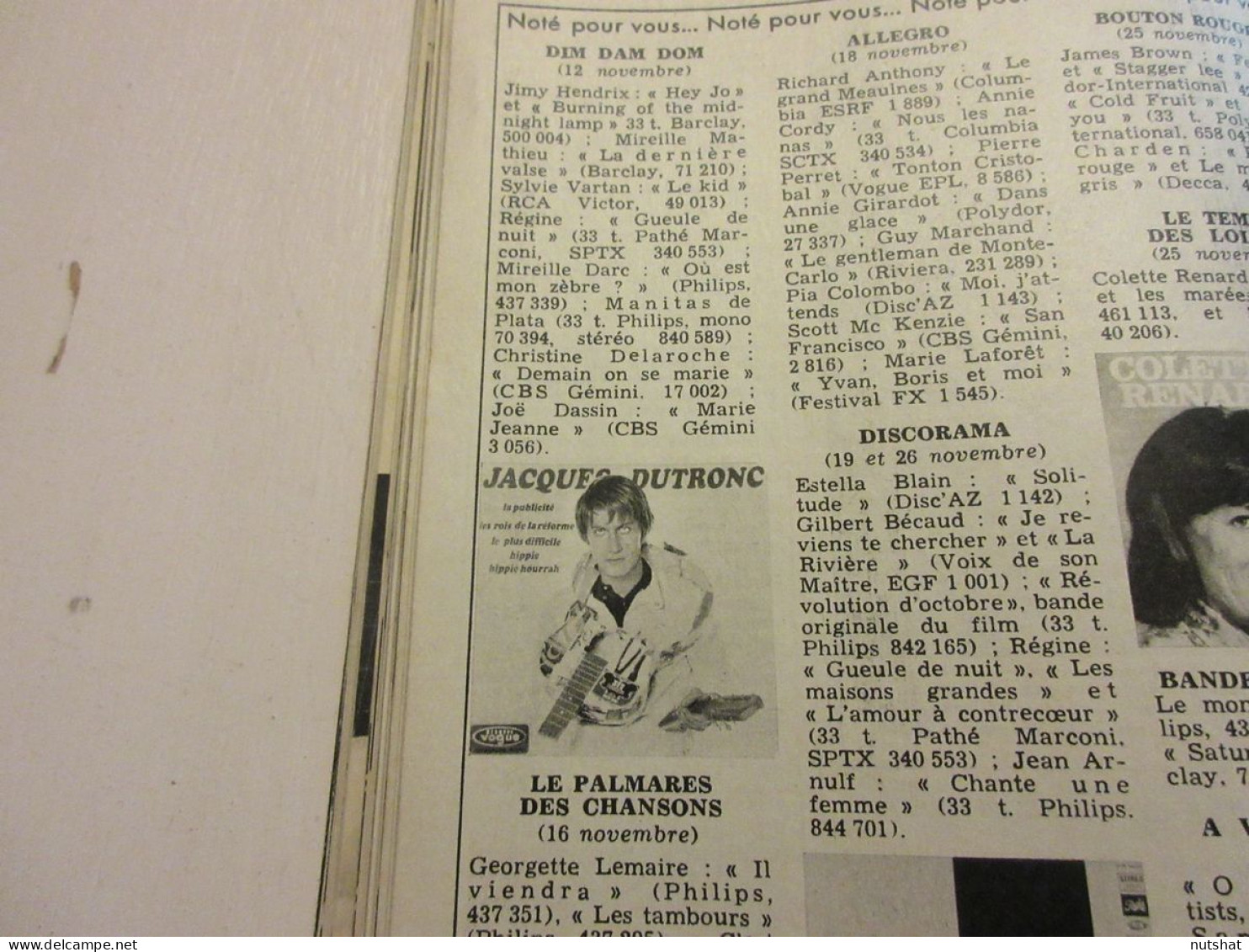 TELE POCHE 101 13.12.1967 Claude FRANCOIS Michele TORR Jacques DUTRONC BARBARA   - Télévision