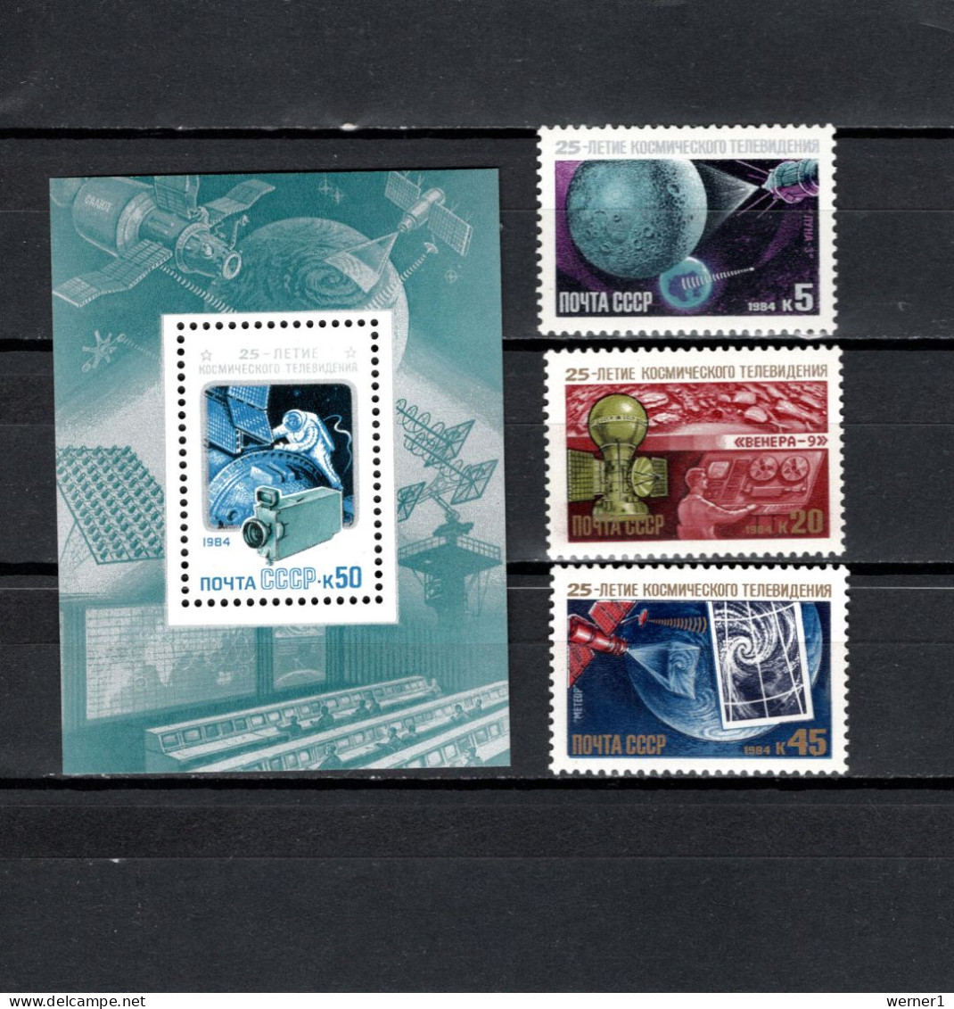 USSR Russia 1984 Space, Satellite Transmission Set Of 3 + S/s MNH - UdSSR