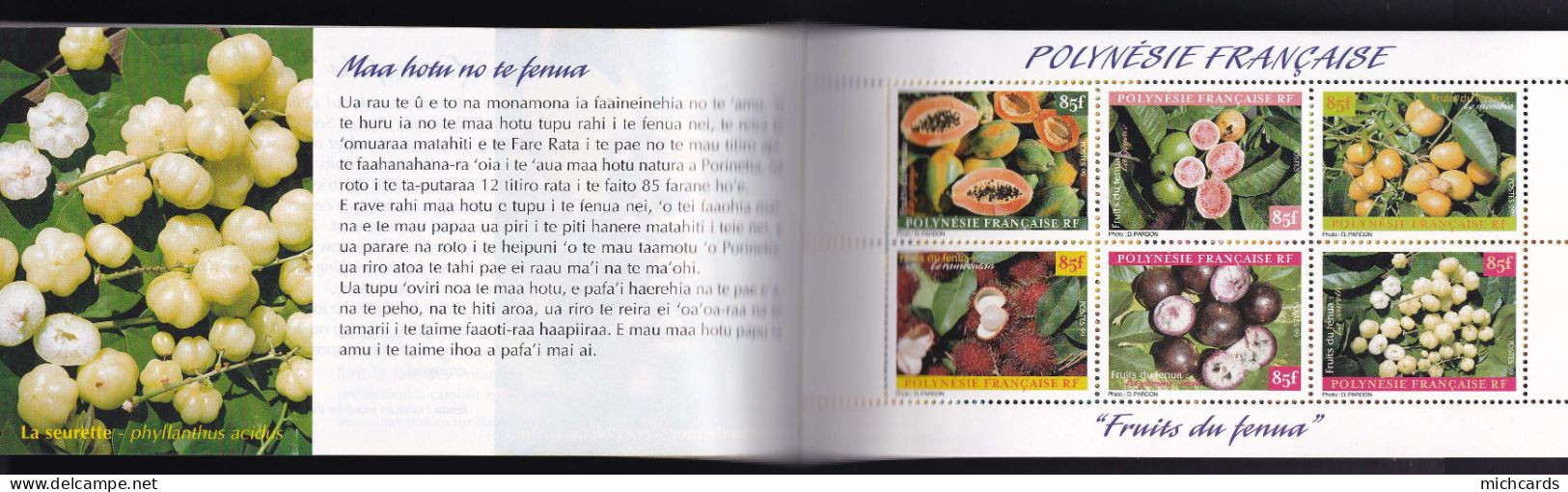 191 POLYNESIE 1999 - Y&T C 590-2 - Carnet Prestige Réimpression 2007 Tirage 3000 - Fruit - Neuf ** (MNH) Sans Charniere - Unused Stamps