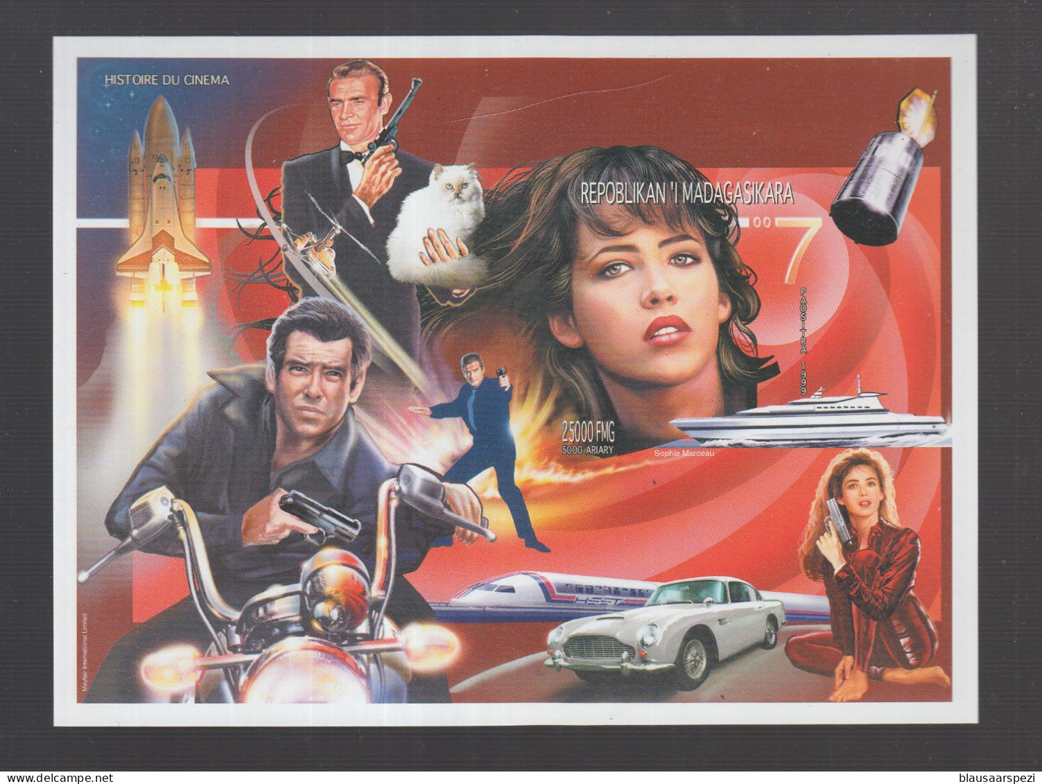 James Bond Piere Brosman Sean Connery Sophie Marceau Block MNH 1999 Madagaska - Film