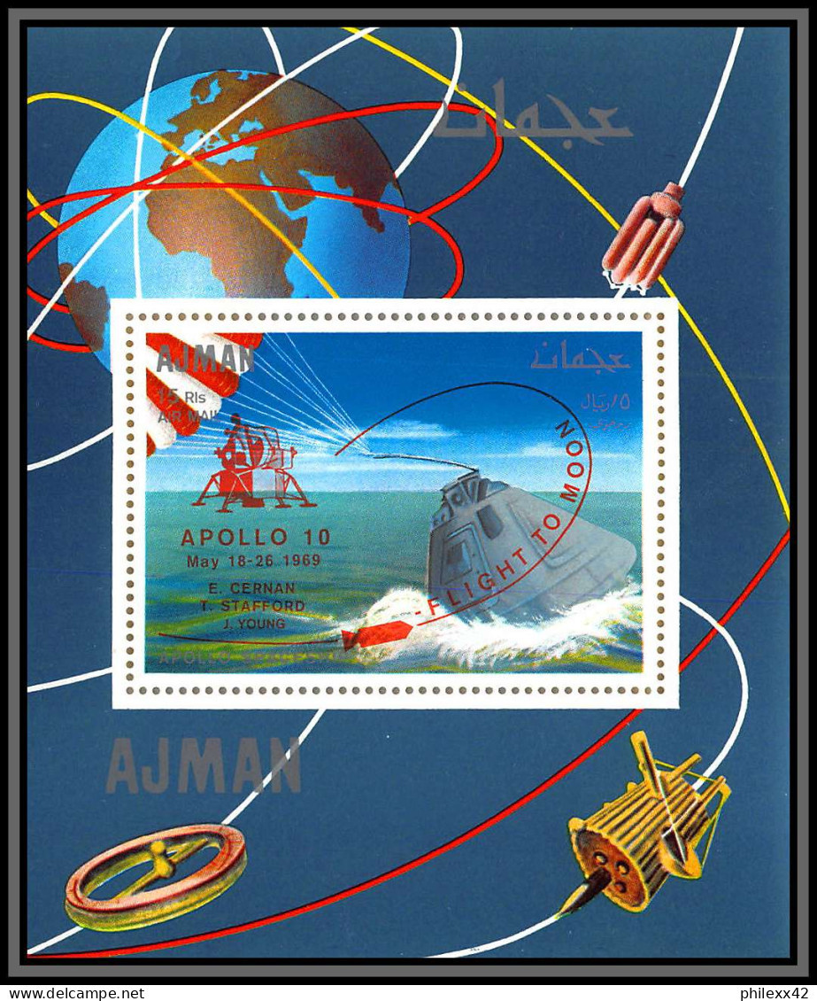 Ajman - 2942z/ Bloc N°140 A Overprint Apollo 10 Espace (space) Deluxe Miniature Sheet Neuf ** MNH - Azië