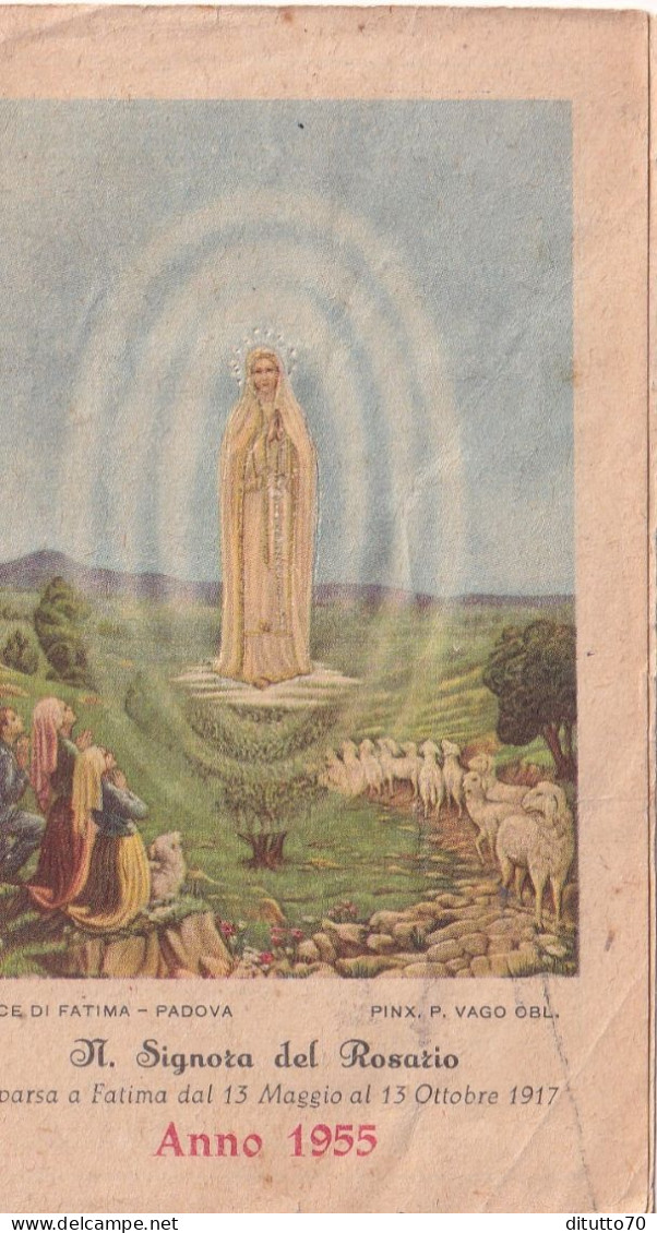 Calendarietto - Luce Di Fatima - Padova - N.signora Del  Rosario - Anno 1955 - Tamaño Pequeño : 1941-60