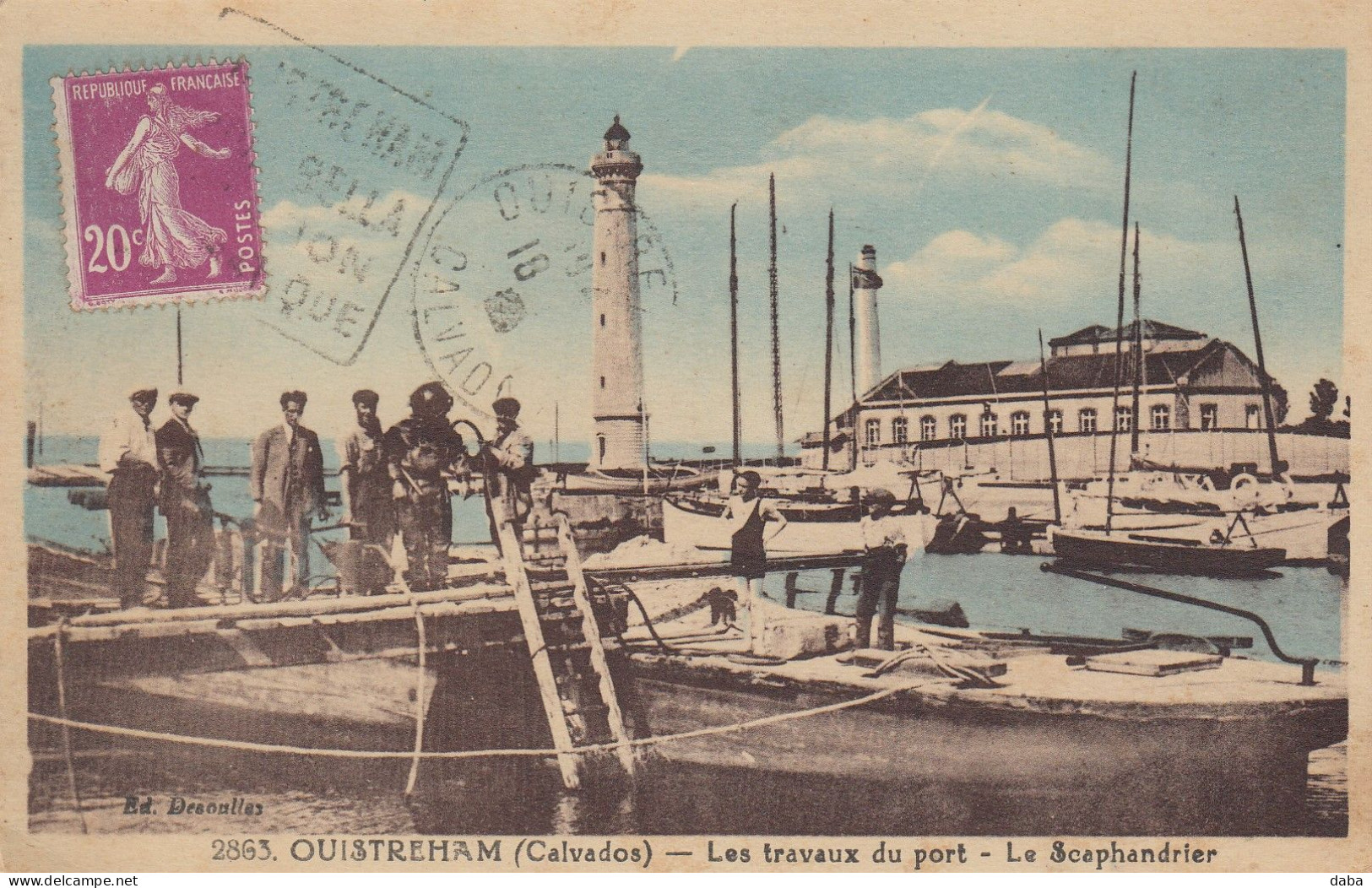 Ouistréham.  Les Travaux Du Port.  Le Scaphandrier - Ouistreham