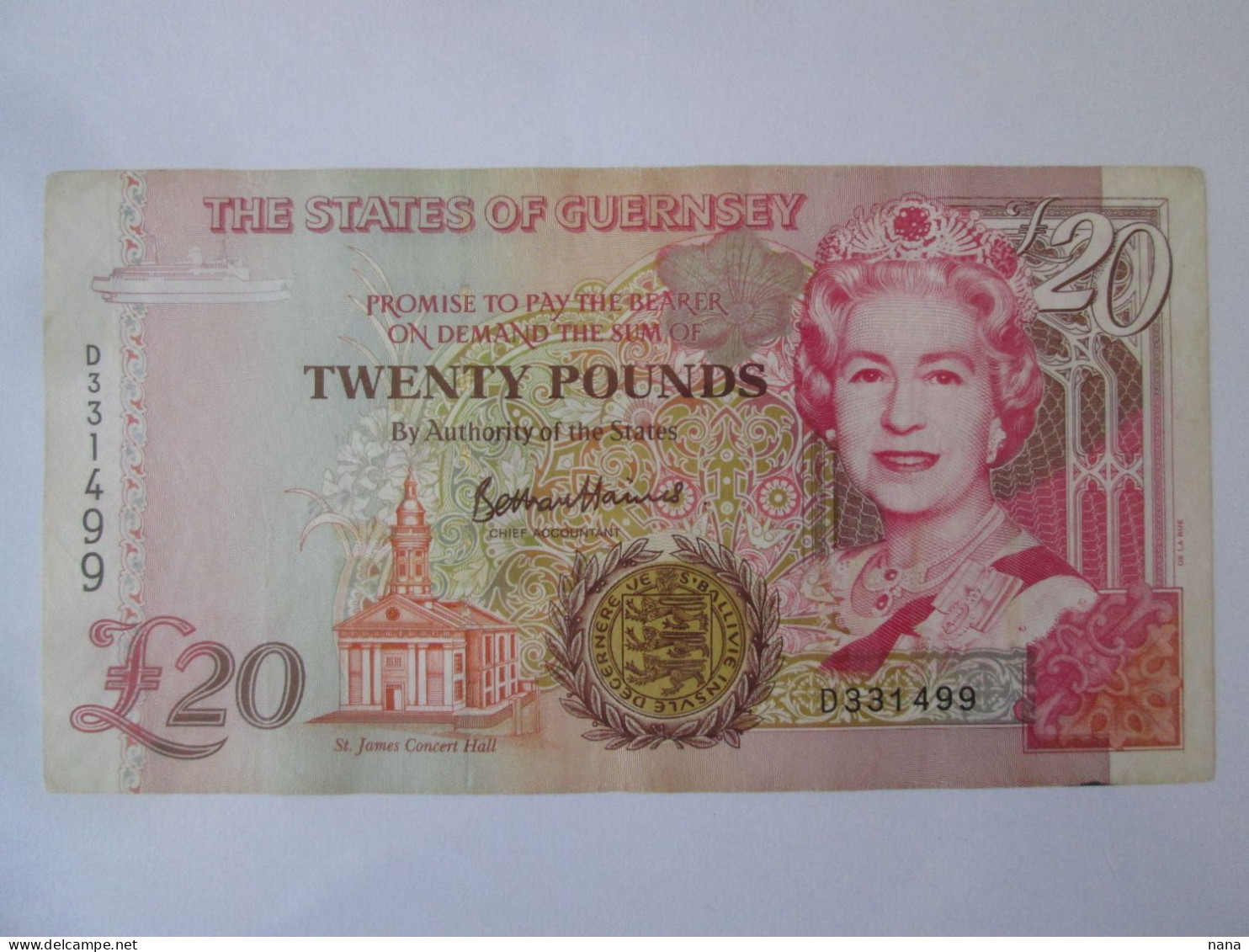 Guernsey 20 Pounds 1996 Banknote,see Pictures - Guernsey