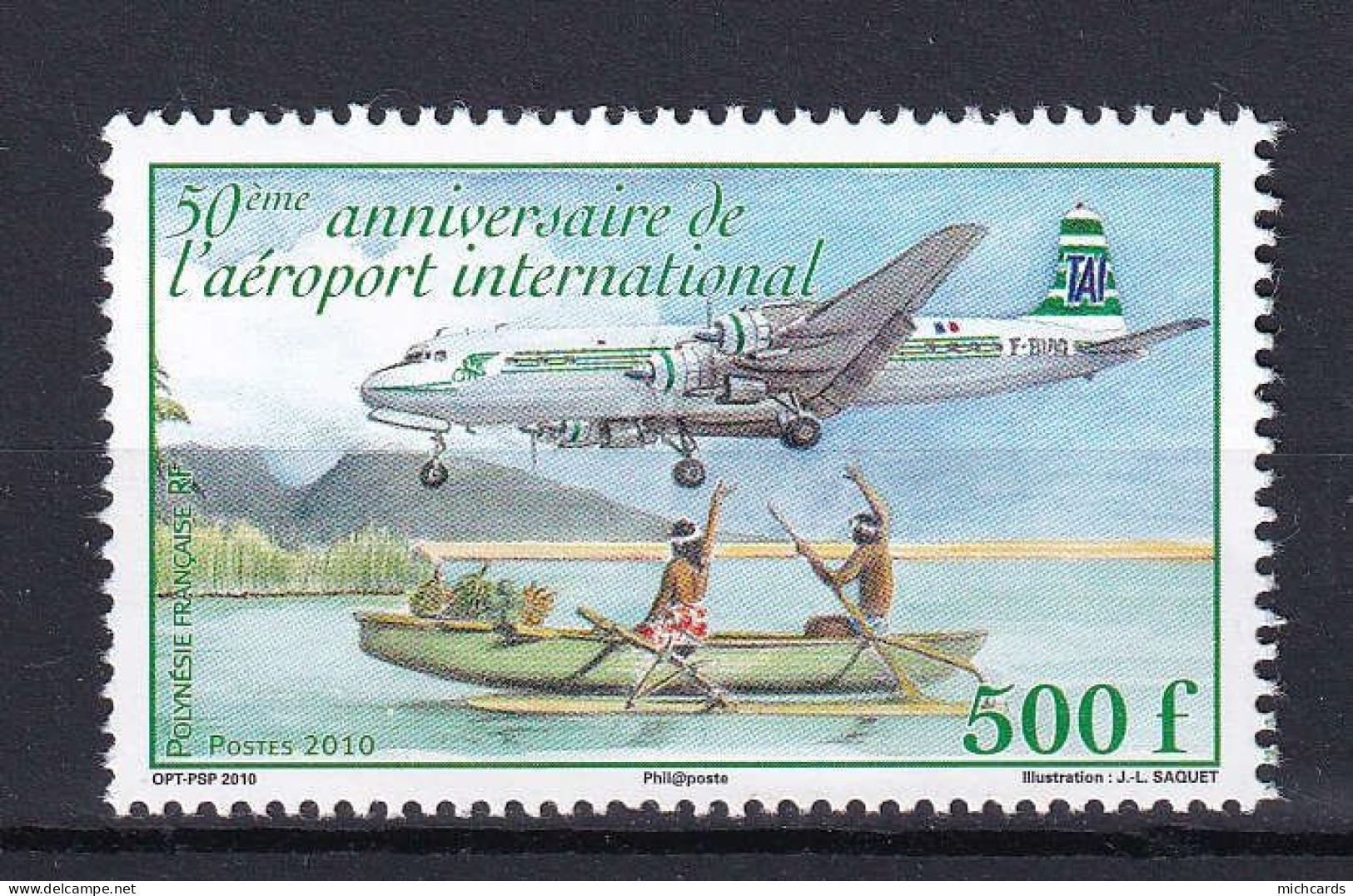 191 POLYNESIE 2010 - Y&T 929 - Avion Pirogue - Neuf ** (MNH) Sans Charniere - Nuevos