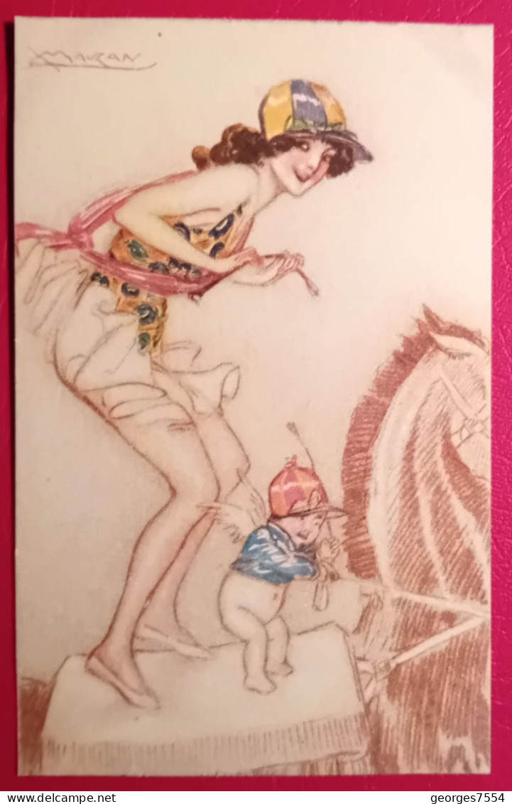 ILLUSTRATEUR " MAUZAN - JEUNE FEMME AVEC ANGELOT - Mauzan, L.A.