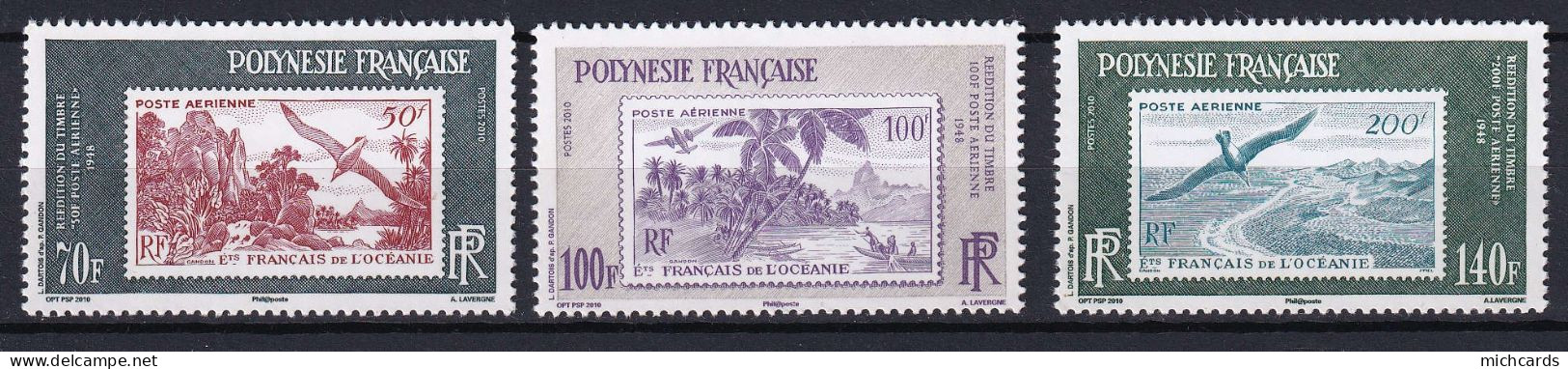 191 POLYNESIE 2010 - Y&T 931/33 - Oiseau Avion Palmier - Neuf ** (MNH) Sans Charniere - Unused Stamps
