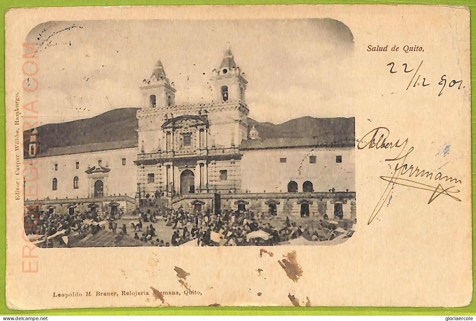 Af2423 - ECUADOR - Vintage Postcard -  Quito - 1901 - Ecuador